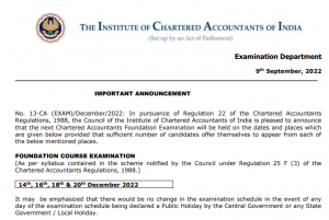 CA Foundation Exam dates